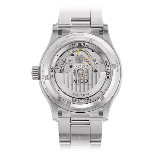 Mido Herrenuhr Multifort Dual Time GMT 42mm Kaliber 80 automatisch Stahl M038.429.11.041.00