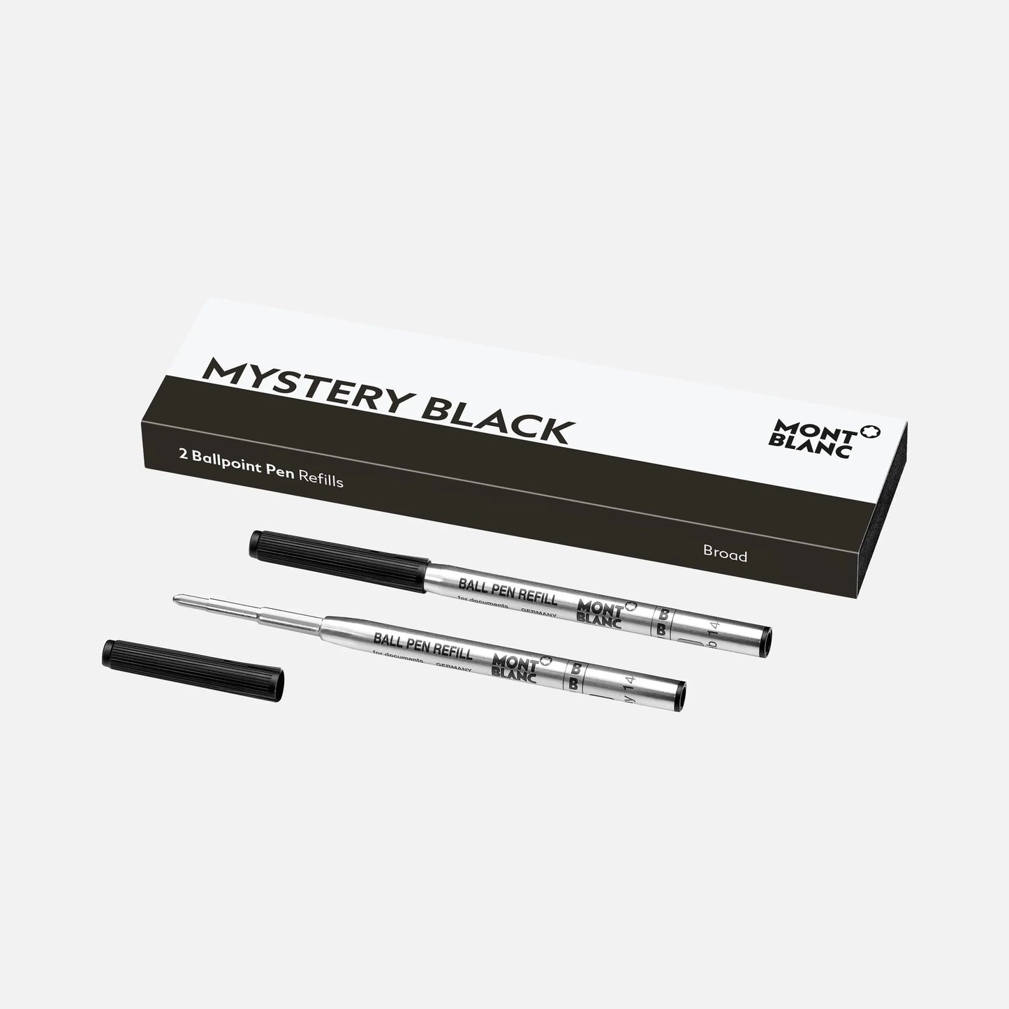 Montblanc 2 Nachfüllungen für Kugelschreiber B Spitze breit Mystery Black schwarz 128212