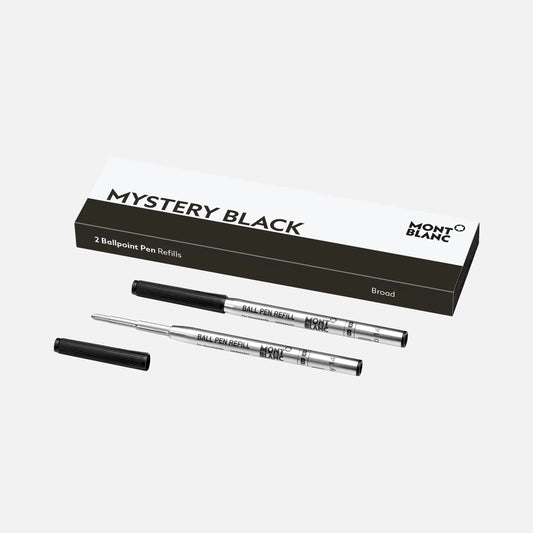 Montblanc 2 Nachfüllungen für Kugelschreiber B Spitze breit Mystery Black schwarz 128212
