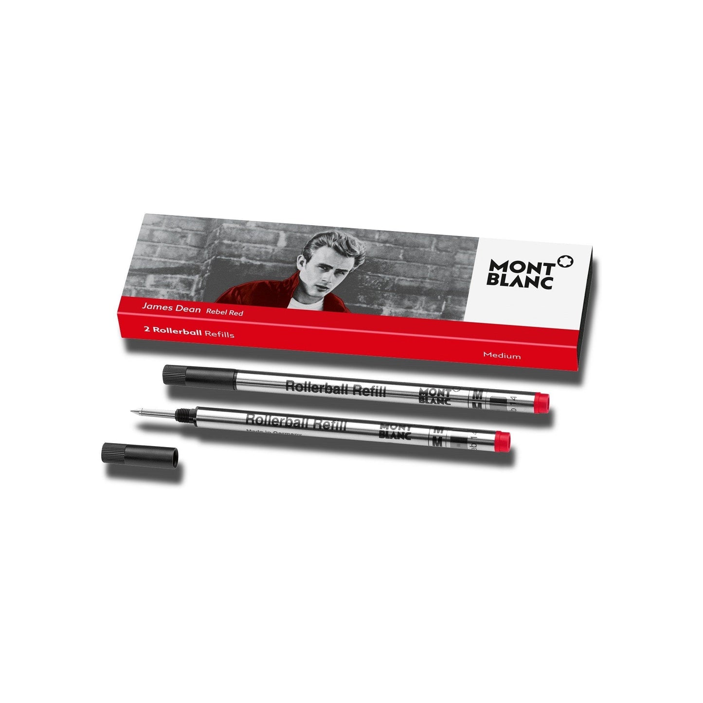 Montblanc 2 Nachfüllminen für Rollerball (M) James Dean Rebel Red (roter Rebell) 118131
