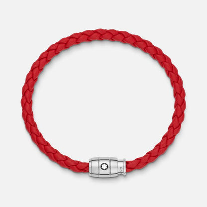 Montblanc Armband aus rotem geflochtenem Leder mit 3-Ring-Verschluss Größe M 130902 63