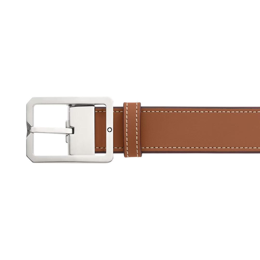 Montblanc Gürtel 35mm mit rechteckiger Schnalle aus Leder braun/grau wendbar größenverstellbar 131164