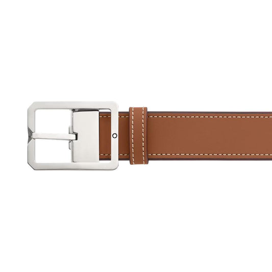 Montblanc Gürtel 35mm mit rechteckiger Schnalle aus Leder braun/grau wendbar größenverstellbar 131164