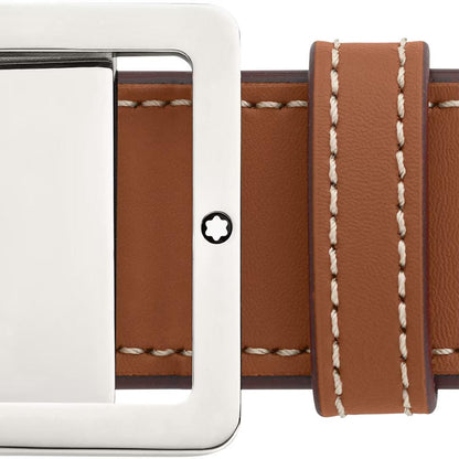 Montblanc Gürtel 35mm mit rechteckiger Schnalle aus Leder braun/grau wendbar größenverstellbar 131164