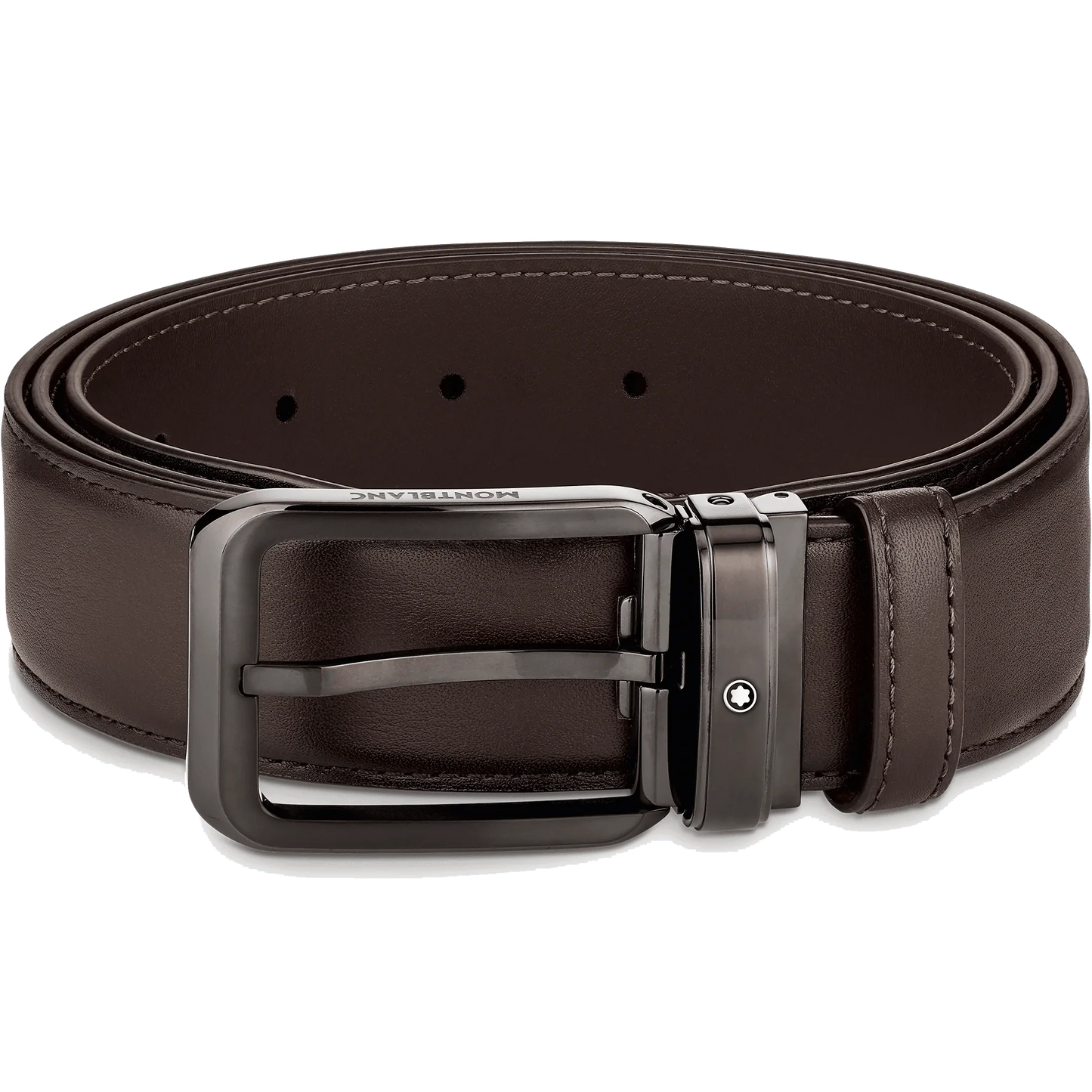 Montblanc Gürtel 35mm rechteckige Schnalle gefärbtes braunes Leder 129456