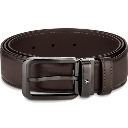 Montblanc Gürtel 35mm rechteckige Schnalle gefärbtes braunes Leder 129456