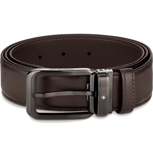 Montblanc Gürtel 35mm rechteckige Schnalle gefärbtes braunes Leder 129456