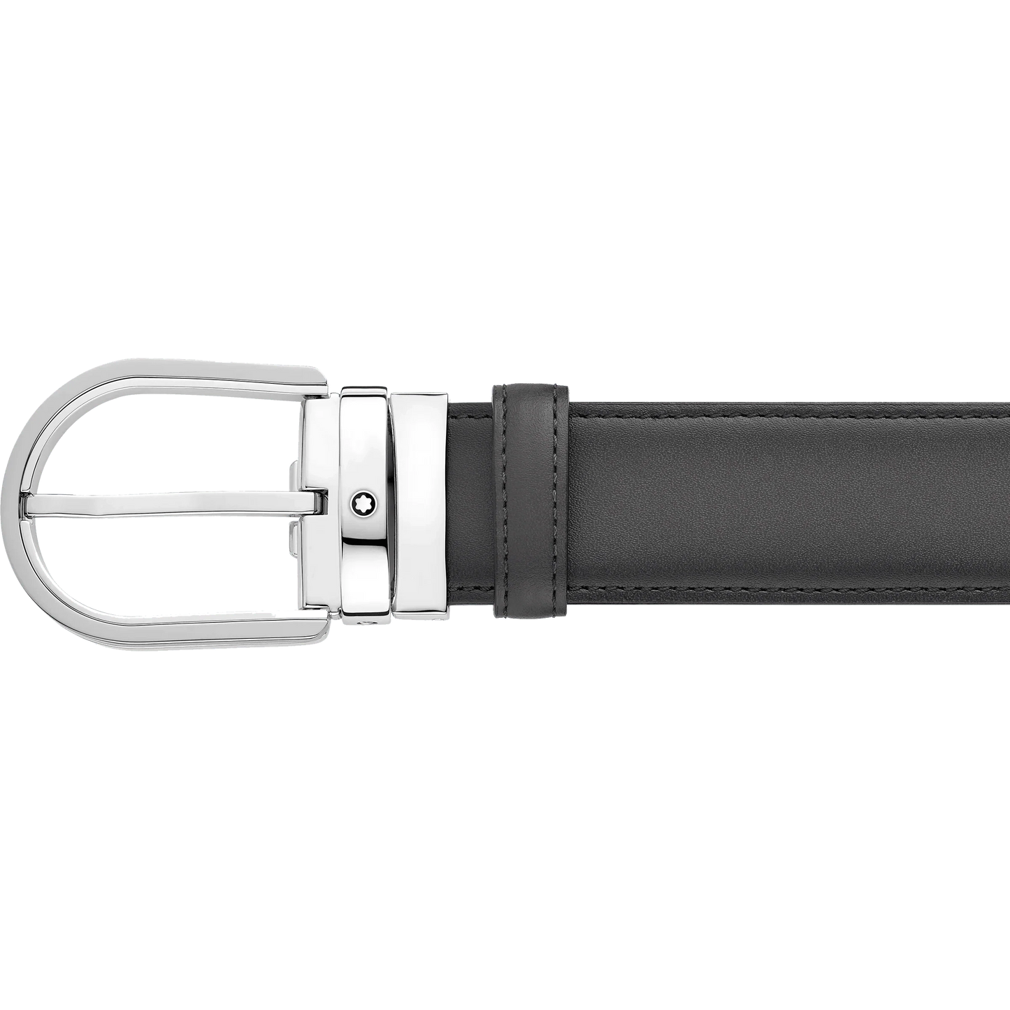 Montblanc 35 mm Gürtel aus grauem Leder mit Hufeisen-Schließe 129437