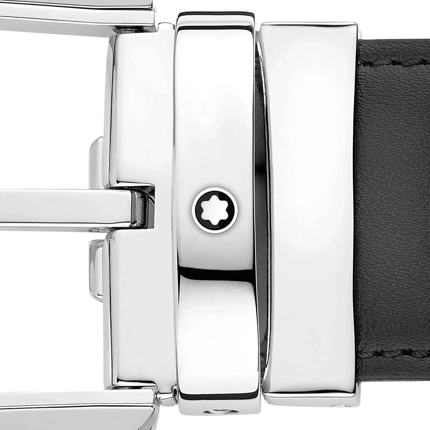 Montblanc 35 mm Gürtel aus grauem Leder mit Hufeisen-Schließe 129437