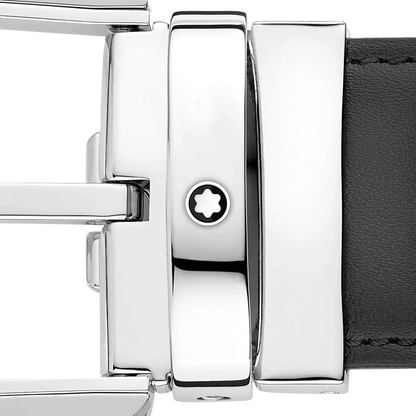 Montblanc 35 mm Gürtel aus grauem Leder mit Hufeisen-Schließe 129437