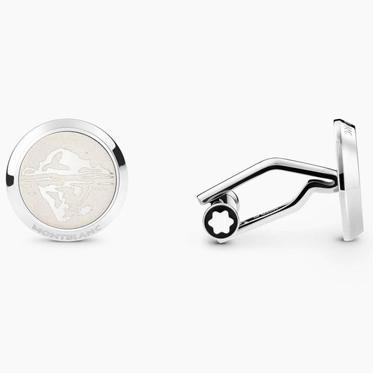 Montblanc Manschettenknöpfe 1858 Ice Sea Stahl 129508