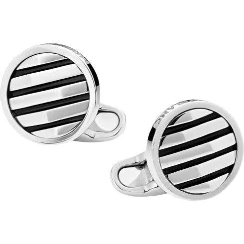 Montblanc Manschettenknöpfe Silber Sartorial Architectural schwarzer geometrischer Einsatz 123804
