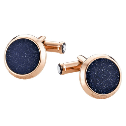 Montblanc Manschettenknöpfe Iconic Collection Stahl PVD Roségold-Finish Eliolith Blau 112908