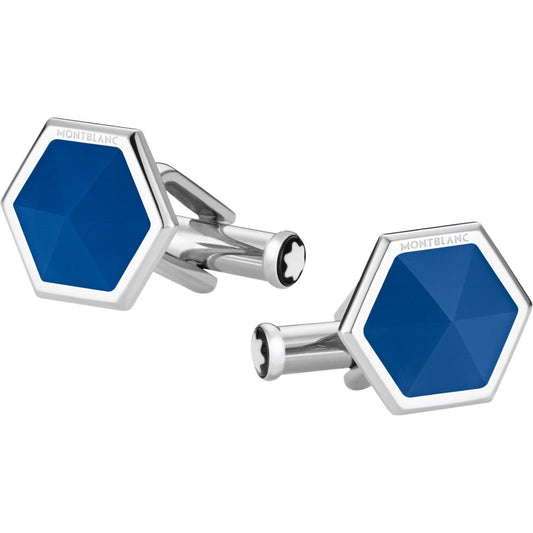 Montblanc Manschettenknöpfe Sartorial Blau-Achat Stahl 118600