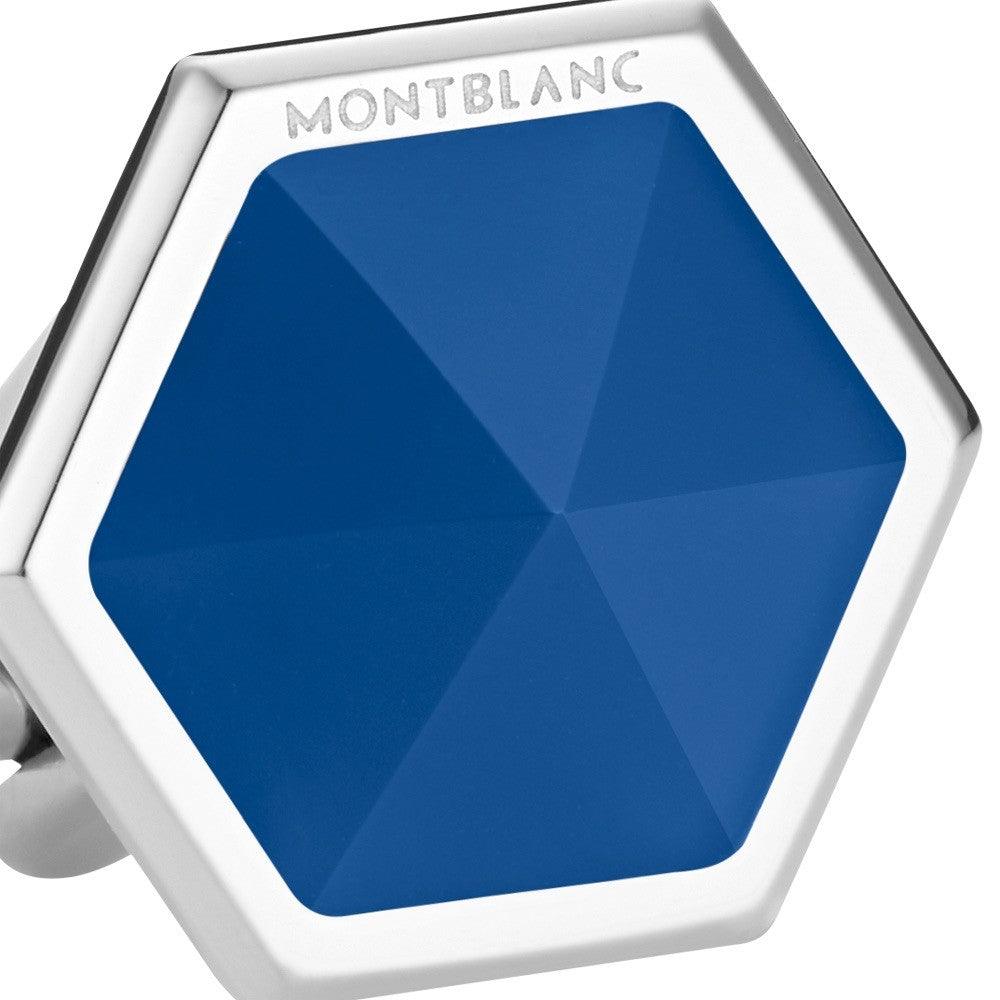 Montblanc Manschettenknöpfe Sartorial Blau-Achat Stahl 118600