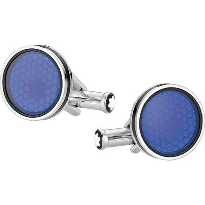 Montblanc Manschettenknöpfe Star Stahl Saphirglas blau 118602