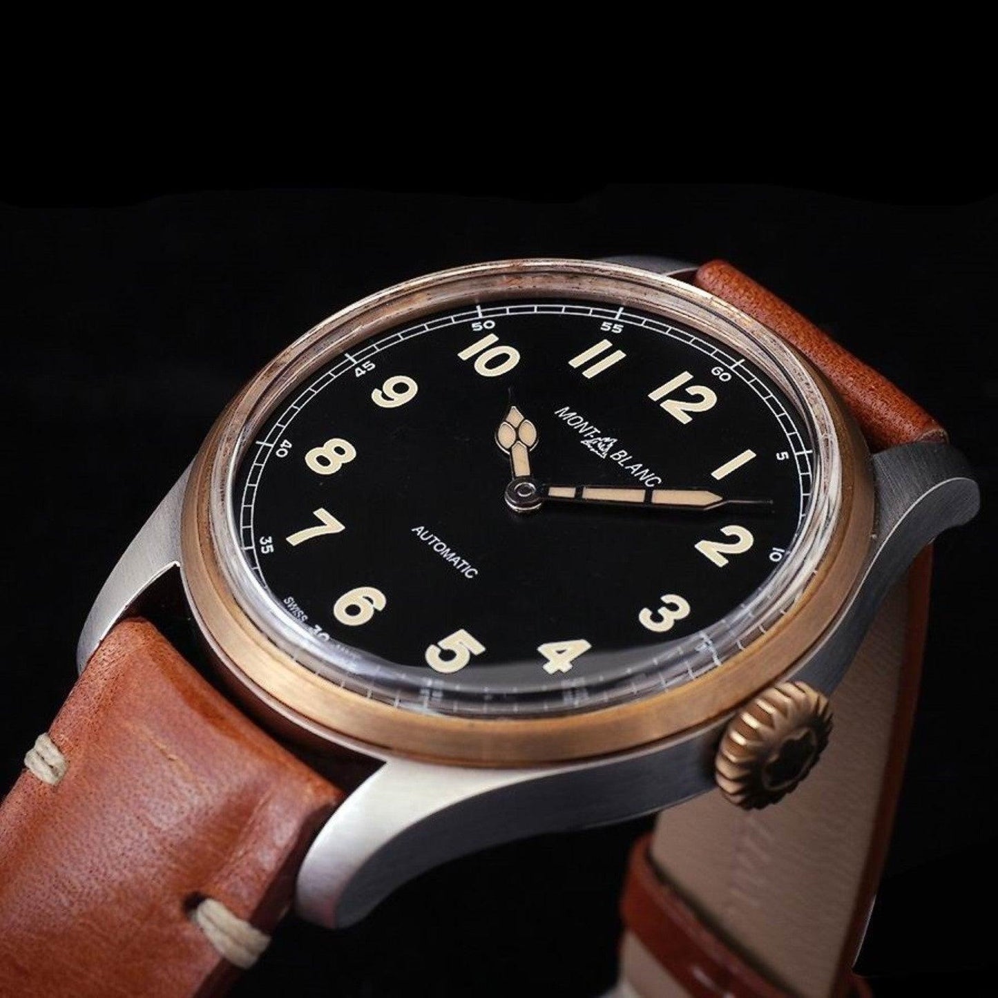Montblanc Uhr 1858 Automatic 44mm schwarz Automatik Stahl und Bronze 116241