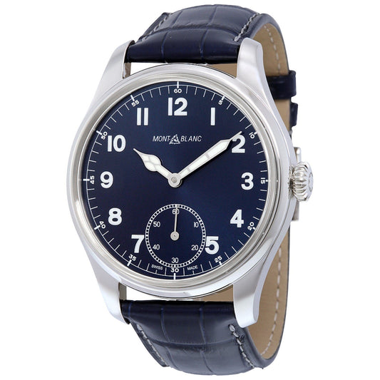 Montblanc Uhr 1858 Manual Small Second 44mm Blau Handaufzug Stahl 113702