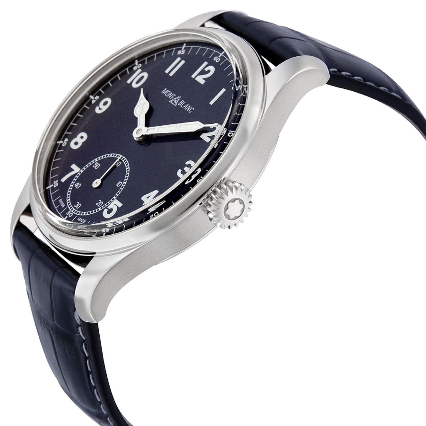 Montblanc Uhr 1858 Manual Small Second 44mm Blau Handaufzug Stahl 113702