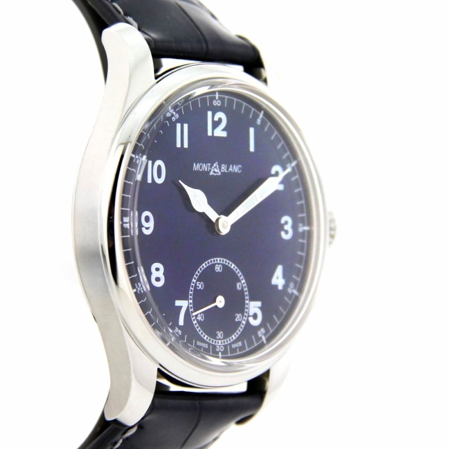 Montblanc Uhr 1858 Manual Small Second 44mm Blau Handaufzug Stahl 113702
