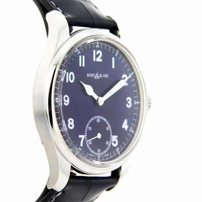 Montblanc Uhr 1858 Manual Small Second 44mm Blau Handaufzug Stahl 113702