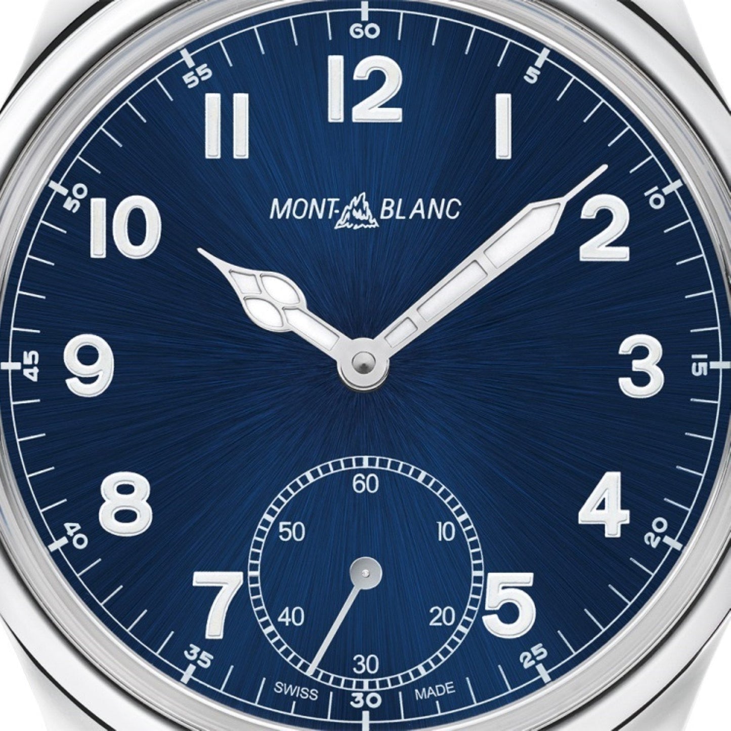 Montblanc Uhr 1858 Manual Small Second 44mm Blau Handaufzug Stahl 113702