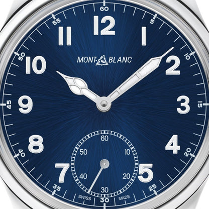 Montblanc Uhr 1858 Manual Small Second 44mm Blau Handaufzug Stahl 113702