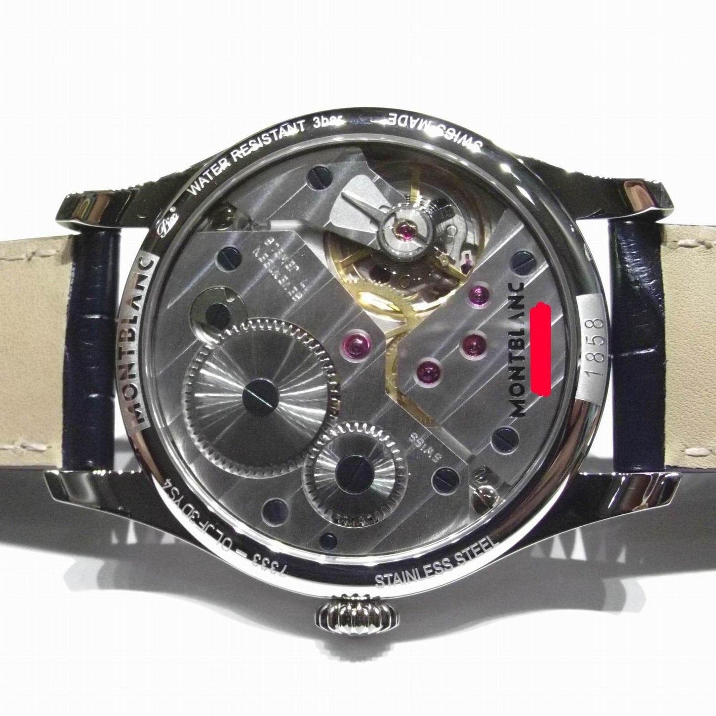 Montblanc Uhr 1858 Manual Small Second 44mm Blau Handaufzug Stahl 113702
