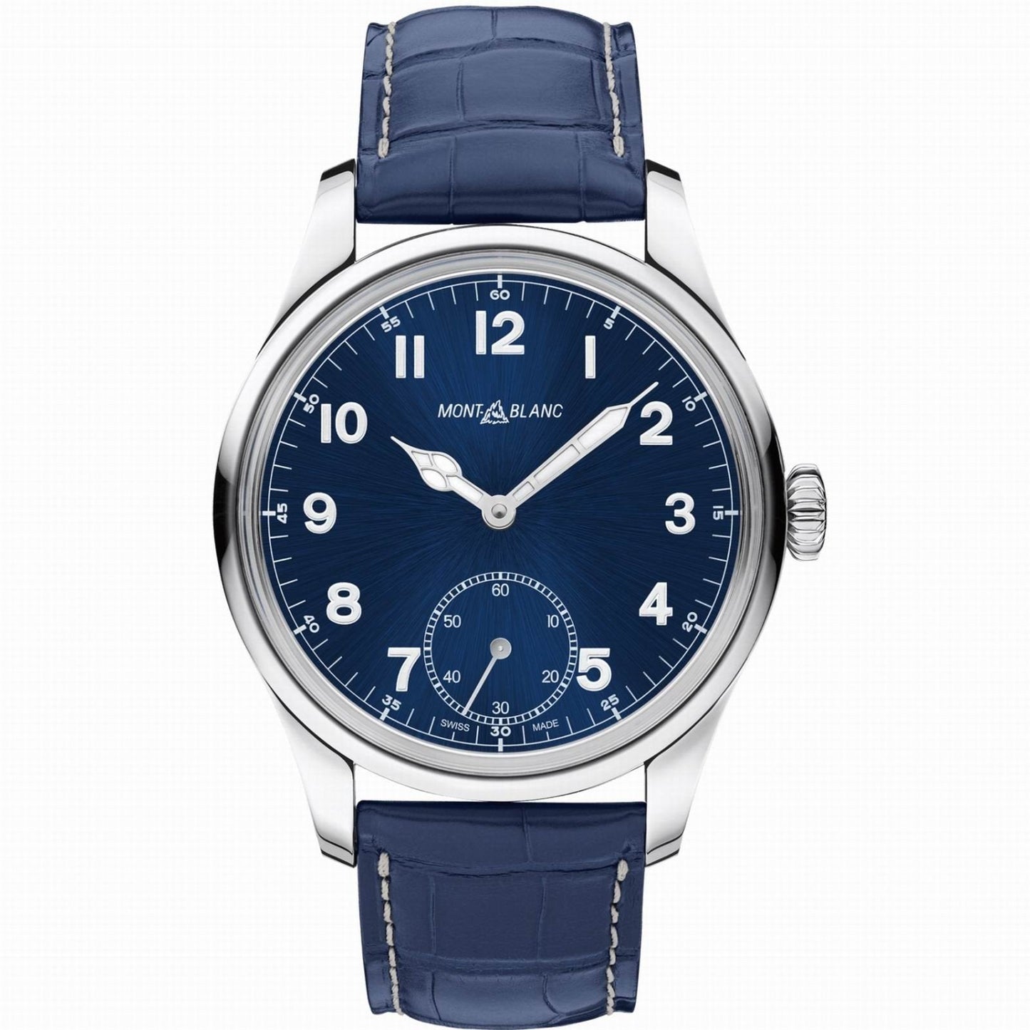 Montblanc Uhr 1858 Manual Small Second 44mm Blau Handaufzug Stahl 113702