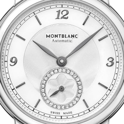 Montblanc Armbanduhr Star Legacy Small Second 32mm Silber Diamanten Automatik Stahl 118536