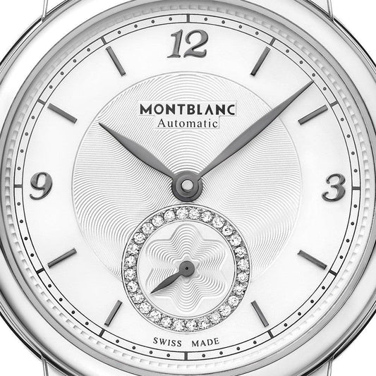 Montblanc Armbanduhr Star Legacy Small Second 32mm Silber Diamanten Automatik Stahl 118536