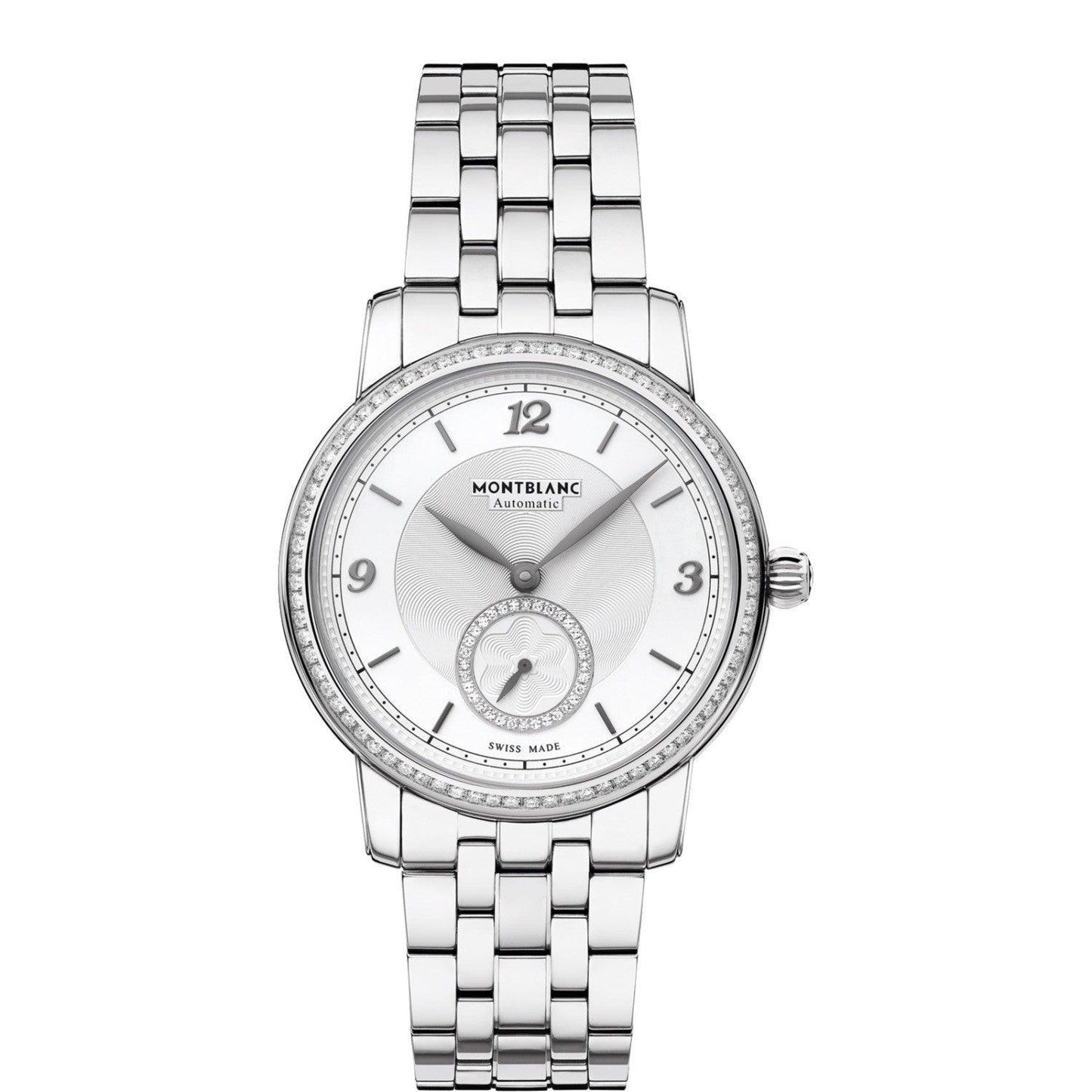 Montblanc orologio Star Legacy Small Second 36mm argento diamanti automatico acciaio 118507