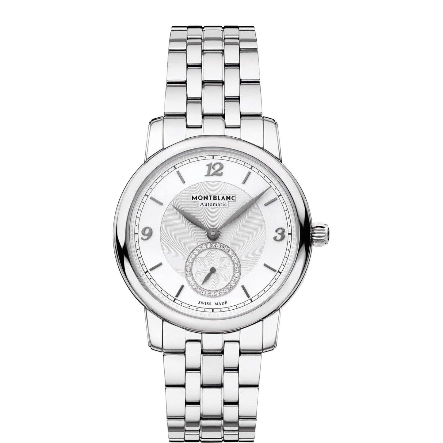 Montblanc orologio Star Legacy Small Second 36mm argento diamanti automatico acciaio 118511