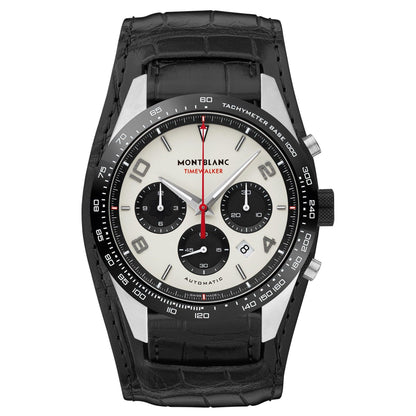 Montblanc Uhr Timewalker Chronograph 43mm silber automatisch Stahl schwarze Keramik 118489