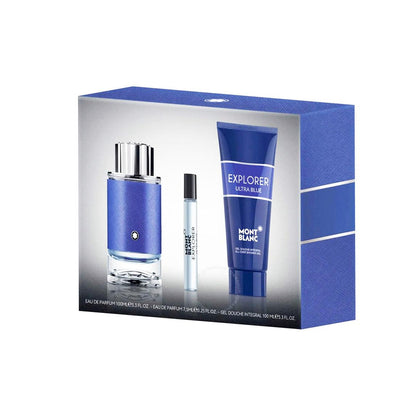 Montblanc Geschenkset Explorer Ultra Blue EDP 100ML + 7,5ML SPRAY + 100ML SG MB020C07S1