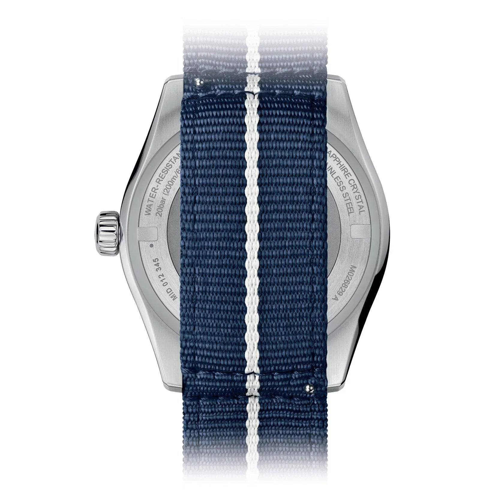 Mido orologio ocean star gmt edizione speciale con cinturino in nylon blu con fascia bianca e cassa acciaio