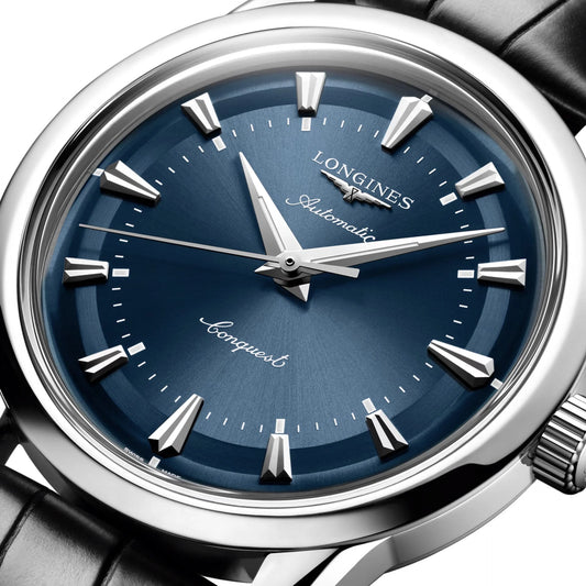 Longines orologio conquest heritage 38mm automatico acciaio blu protetto dall’ufficio federale svizzero
