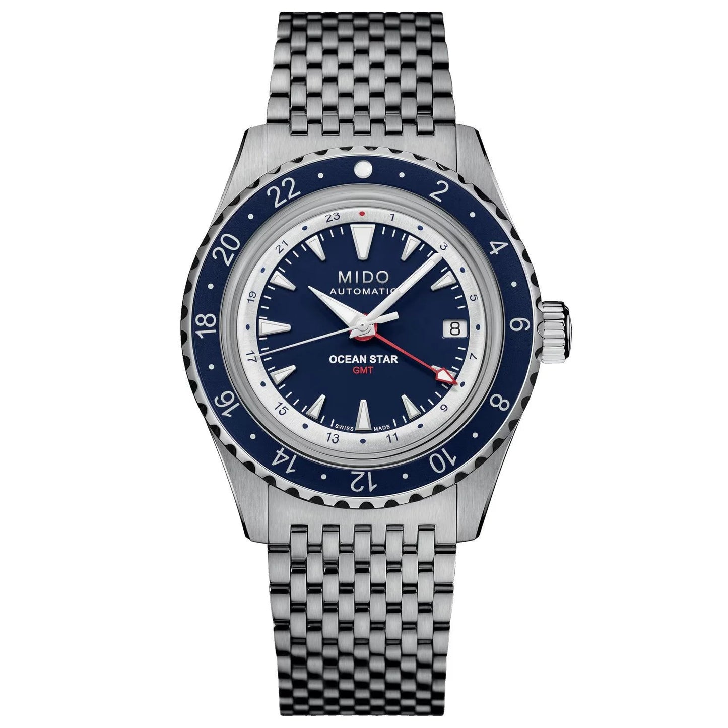 Mido orologio ocean star gmt edizione speciale 40mm con funzione gmt quadrante blu e cassa in acciaio