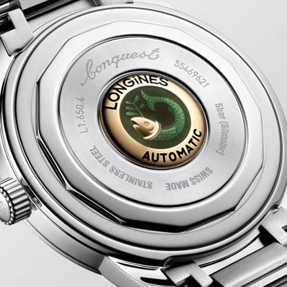 Longines orologio heritage 40mm automatico blu con materiale acciaio inossidabile e emblema inciso sul retro protetto dall’ufficio federale svizzero