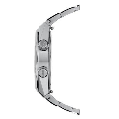 Orologio mido orologio multifort two crowns automatico argento in acciaio con cassa angolare e bracciale abbinato