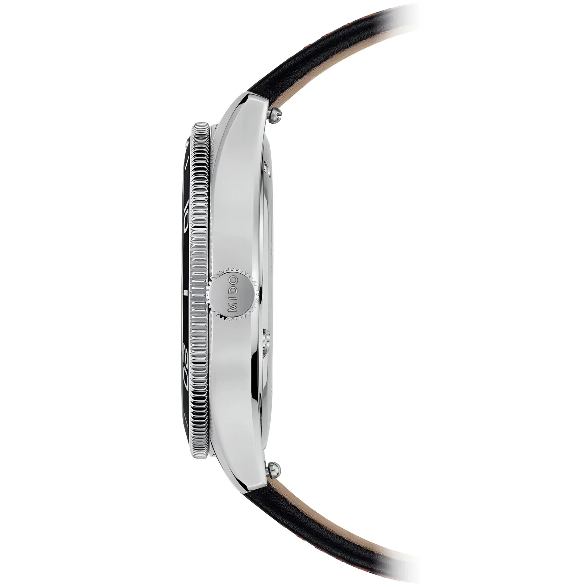 Orologio mido orologio ocean star 39 mm nero automatico con cassa acciaio e cinturino pelle nera
