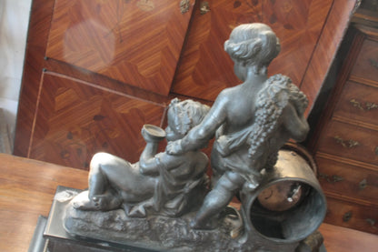 Orologio napoleone iii francese in bronzo ottone e marmo con due cherubi in bronzo xix secolo