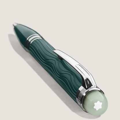 Montblanc penna a sfera starwalker polargreen con finitura verde smeraldo ondulata e cappuccio verde giada con logo star
