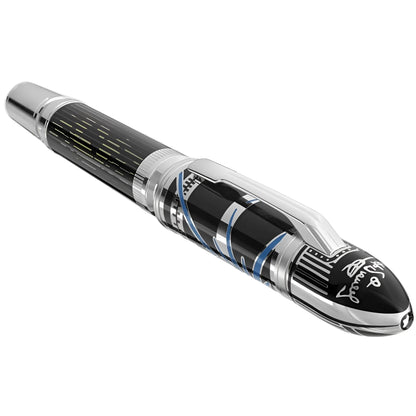 Montblanc stilografica great characters walt disney con design nero e argento ispirato alla formula 1 punta m