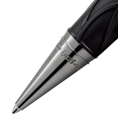 Montblanc penna a sfera writers edition homage to brothers in nero e argento con impugnatura texture e dettagli incisi