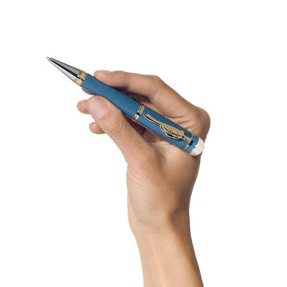 Penna sfera montblanc writers edition blue in pelle con dettagli in oro e incisione von goethe raffinata edizione limitata