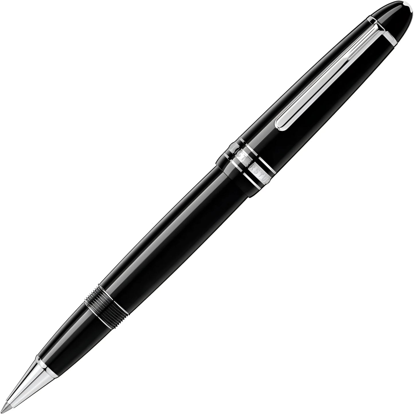 Montblanc roller meisterstück platinum-coated legrand 132451 con pregiata resina nera e finiture argento lucidate