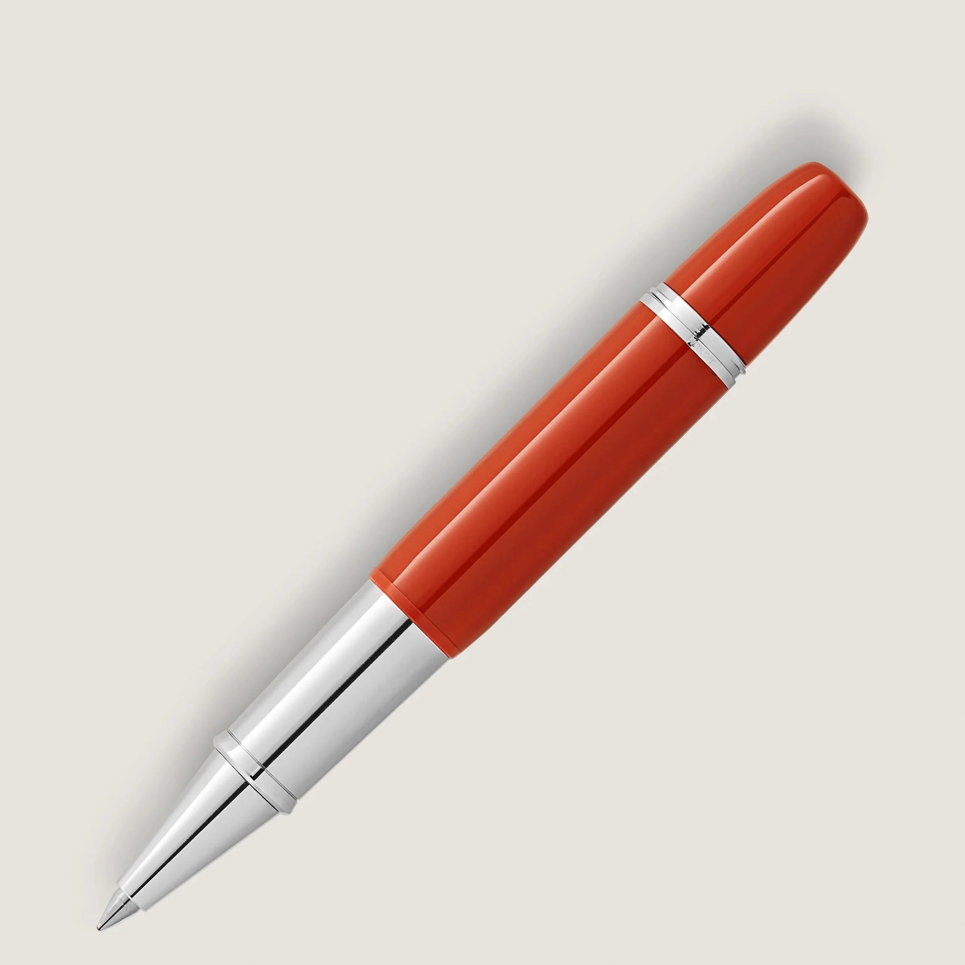Penna rollerball montblanc heritage collection rouge et noir baby color corallo con finiture argento lucide