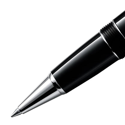 Montblanc roller meisterstück platinum-coated legrand in pregiata resina nera con finitura lucida nera e argento