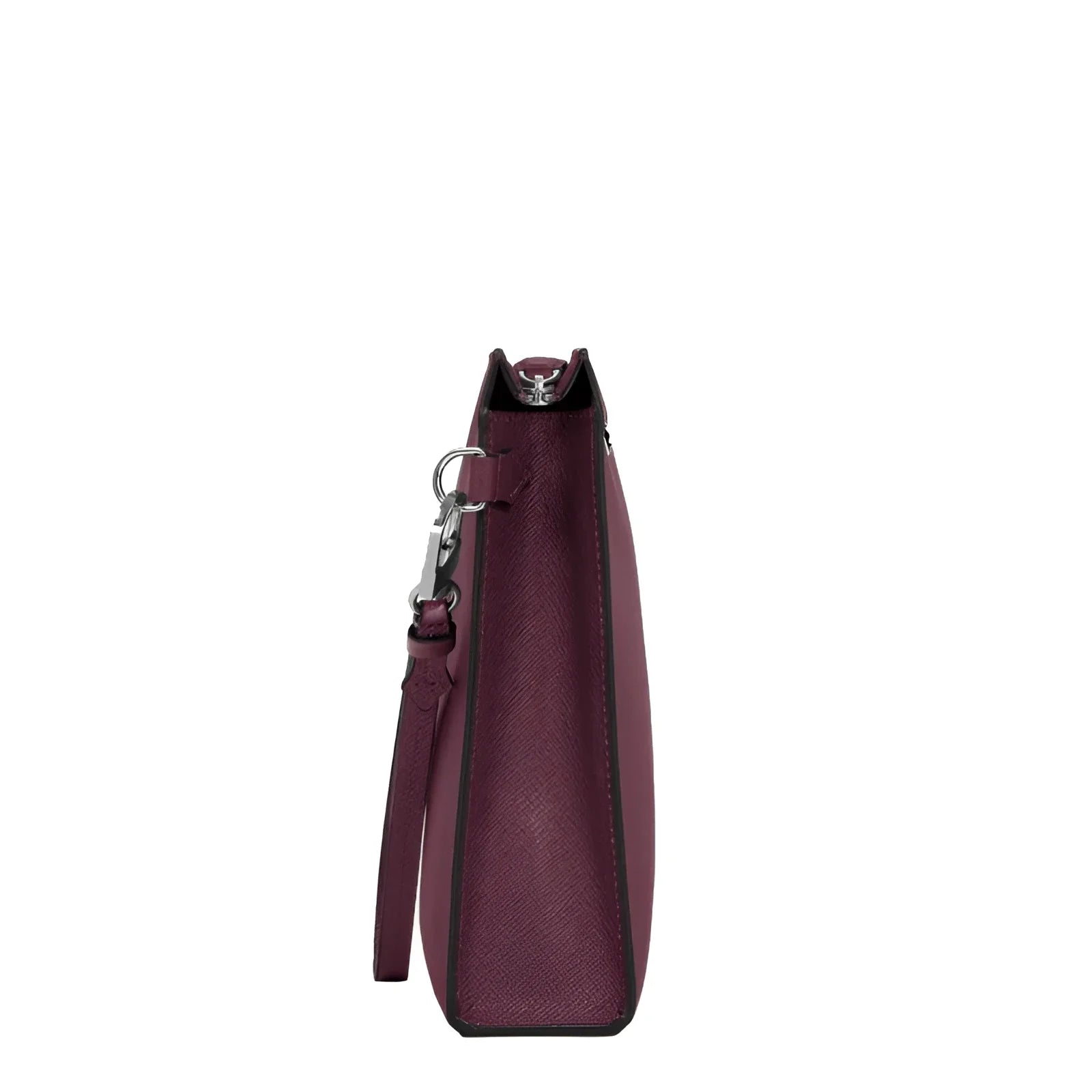 Montblanc pochette sartorial cassis 199366 in pelle bordeaux con motivo delicato e dettagli in metallo argento, oggetti essenziali quotidiani